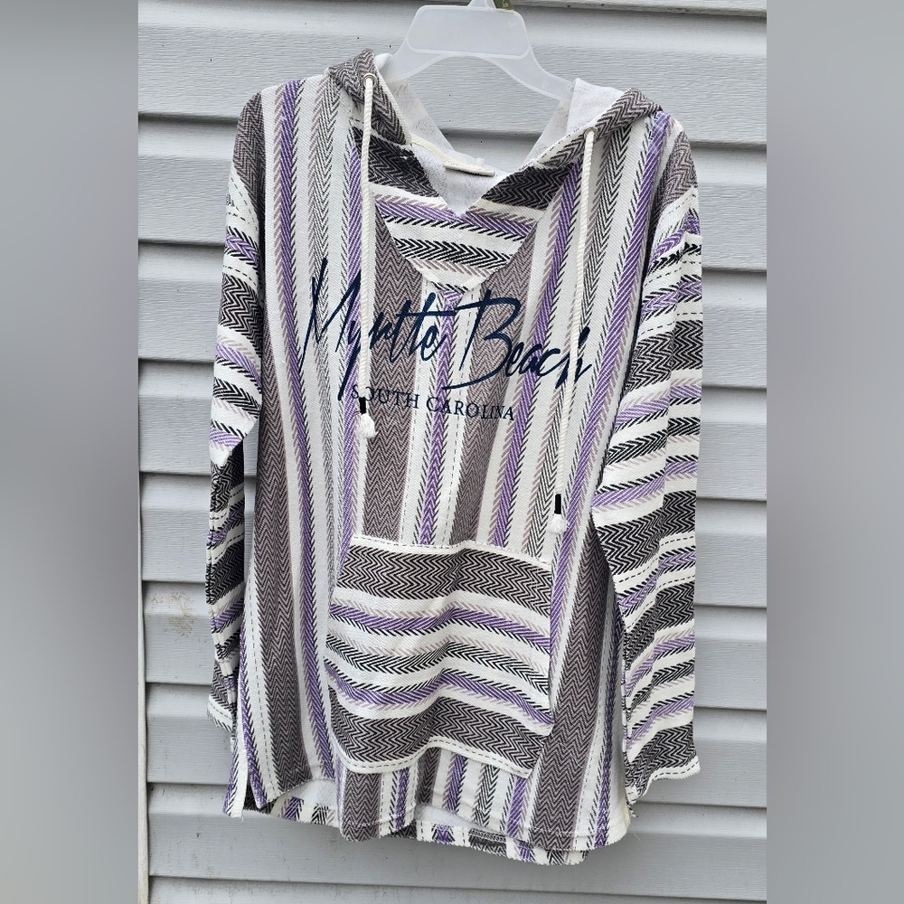 Fun Casual Myrtle Beach Logo Purple & Grey Pull  Over Size Large